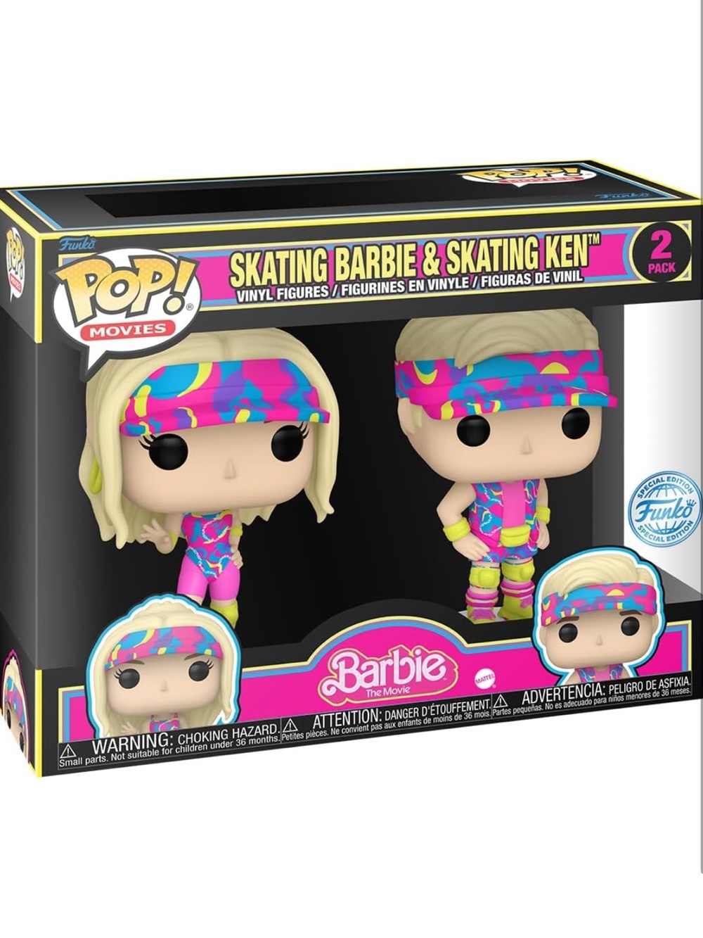 Funko Pop! Skating Barbie & Skating Ken – Pink Multicolor Vinyl Figures (2-Pack)